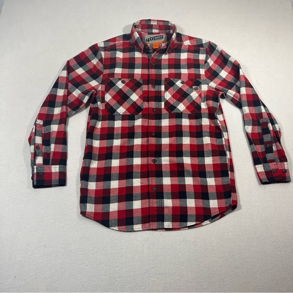 Duluth Trading Shirt Mens Large Flannel Plaid‎ 40 Grit Button Down Long Sleeve S - Picture 1 of 8